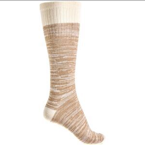Alaska Knits Khaki Ivory Heather Traditional Wool Blend Knit Knee High Socks